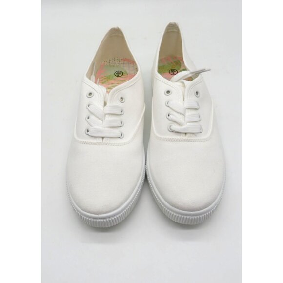 White Canvas Lace-Up Shoes Womens Size 8 Casual Sneakers Lightweight New - Picture 3 of 8